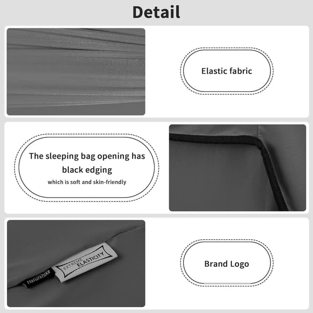 Detalle de Naturehike Ultralight Hut Sleeping Bag Liner (liner only) – 340g, high elasticity travel sheet