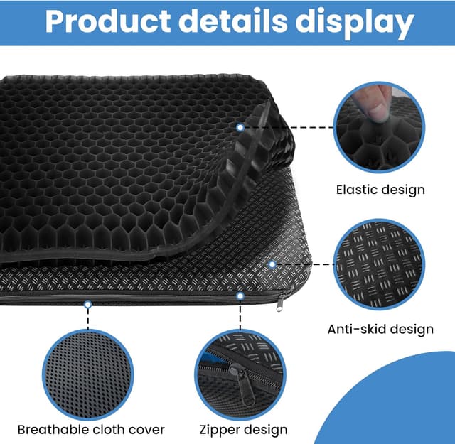 Detalle de BTDZDD Gel Sitzkissen 43×39×4 cm