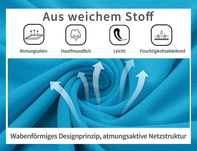 Detalle de geeksport Poloshirt Herren Kurzarm – Funktions-Golfpolo mit atmungsaktiver, schnell trocknender Polyester-Mischung