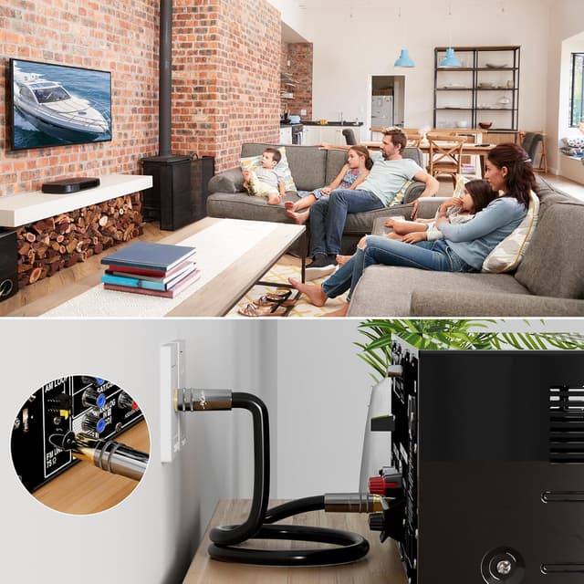 Detalle de Mygatti RG6 4K Koaxial-Antennenkabel 2 m, 75-Ohm, IEC Goldkontakte (für Digital & Analog, inkl. 5 Kabelbinder)