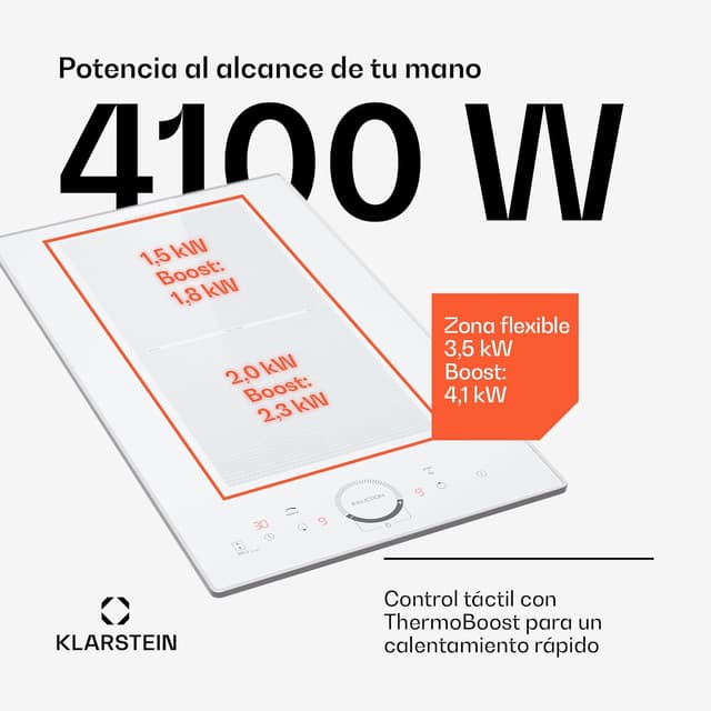 Detalle de Klarstein Placa Vitrocerámica de Inducción, 2 Fogones ⚡