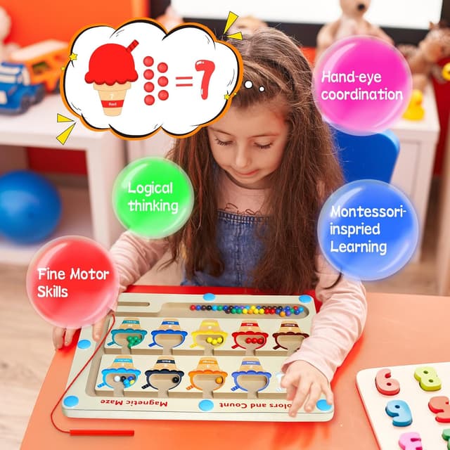 Detalle de Nawchedo Labyrinthe magnétique de couleurs et de chiffres (1 à 10) pour 3-5 ans