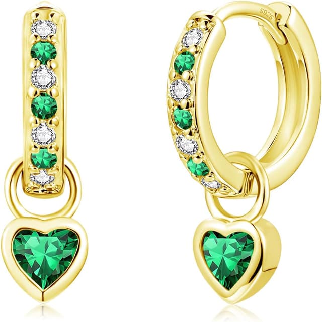 Detalle de Bewenda Ohrringe aus 925 Silber für Kinder und Damen – kleine Creolen mit Herz und Zirkonia (hypoallergen)