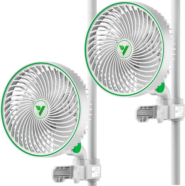 Detalle de VIVOSUN Kit da 2 ventilatori clip smart AeroWave E6 Gen2 da 6” (EC, WiFi/app, IP54) per grow tent e idroponica
