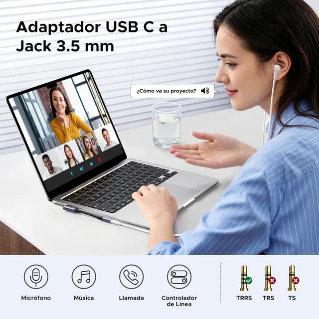 Thumbnail 4 de UGREEN Adaptador USB-C a jack 3,5 mm 24 bits/96 kHz