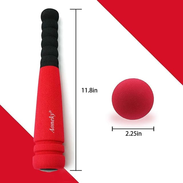 Detalle 2 de Aoneky 11.8-Inch Mini Foam Baseball Bat and Ball Set (Red) for Toddlers 1–3