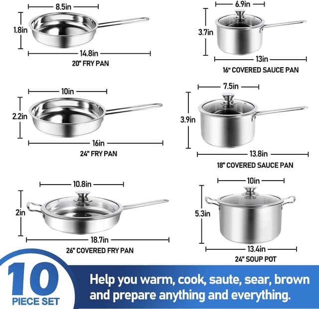 Thumbnail 1 de Aufranc 10-Piece Stainless Steel Cookware Set