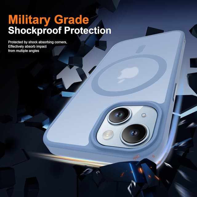 Detalle 2 de ORETECH Magnetische Hülle für iPhone 15 Plus – mit Mag-Safe, stoßfestem Schutz und 2x Display-Schutzglas (Sierra Blau)