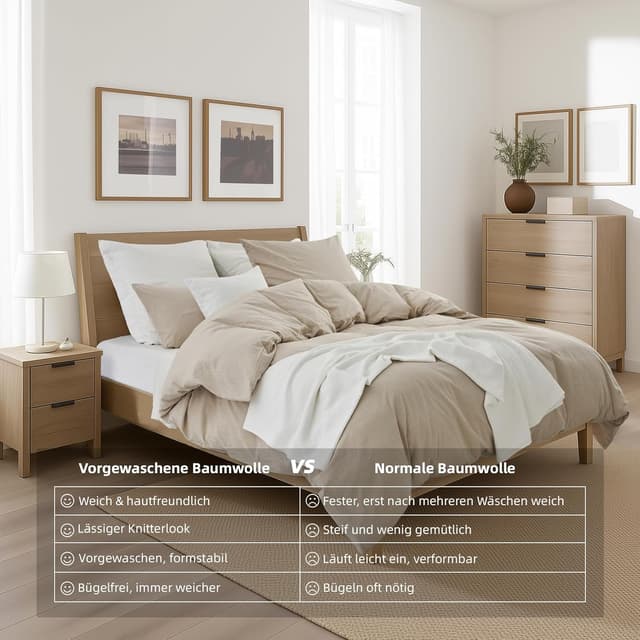 Thumbnail 6 de Duvetnova Bettwäsche 155x220 Baumwolle, beige