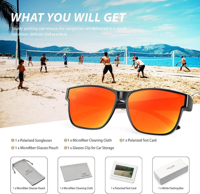 Thumbnail 6 de URUMQI Überzieh-Sonnenbrille für Brillenträger (UV400, polarisiert) – beige Schildpatt-Optik