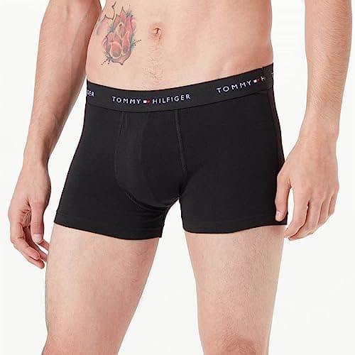 Detalle 2 de Tommy Hilfiger calzoncillos bóxer hombre Trunks pack de 3 con logotipo en la cintura (negro, XXL)