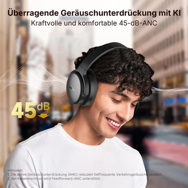 Detalle de EarFun Tune Pro Over‑Ear Kopfhörer 120 Std. Akku