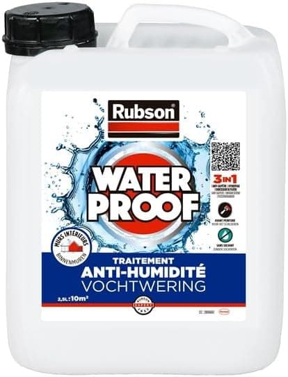 Detalle de Rubson Traitement Murs Humides 3-en-1 (2,5 L) : anti-salpêtre, hydrofuge et durcisseur de plâtre