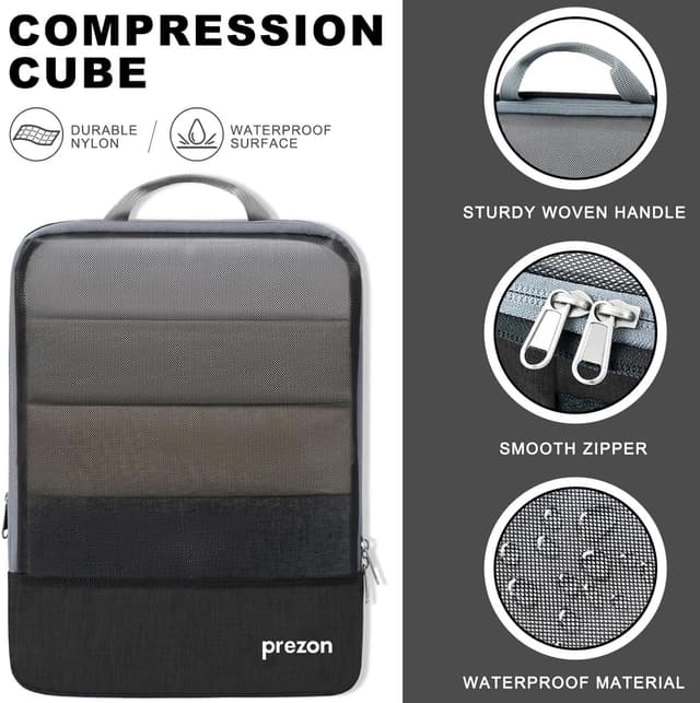 Detalle de Prezon Compression Packing Cubes set with travel shoes bag and laundry bag