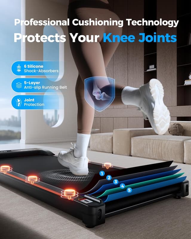 Detalle de Abonow Walking Pad with Incline under-desk treadmill (1–6 km/h, up to 8% incline)