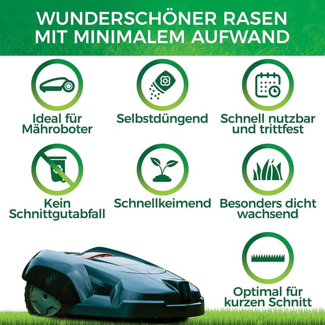 Detalle de Rasensamen schnellkeimend 5 kg für Mähroboter – Natureflow Roboter-Rasensaat (Made in Germany)