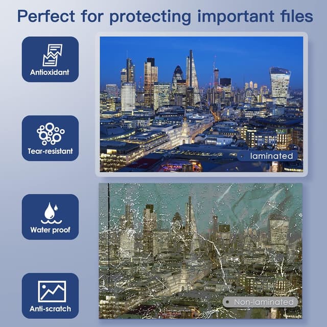 Detalle de MAXDONE Premium Thermo-Laminierfolien (50 Stück) transparent – passend für A3, A4, A5, A6