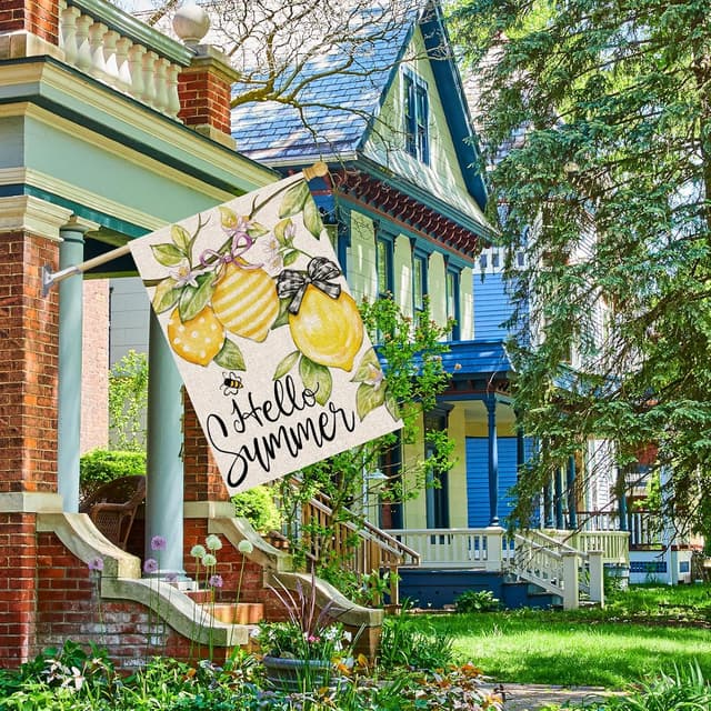 Thumbnail 3 de FUYUCHEN Hello Summer House Flag 28x40 inch outdoor garden flag 🏡