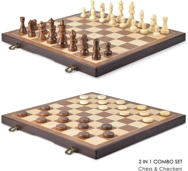 Detalle 2 de AMEROUS Magnetic Wooden Chess Set 15" ♟