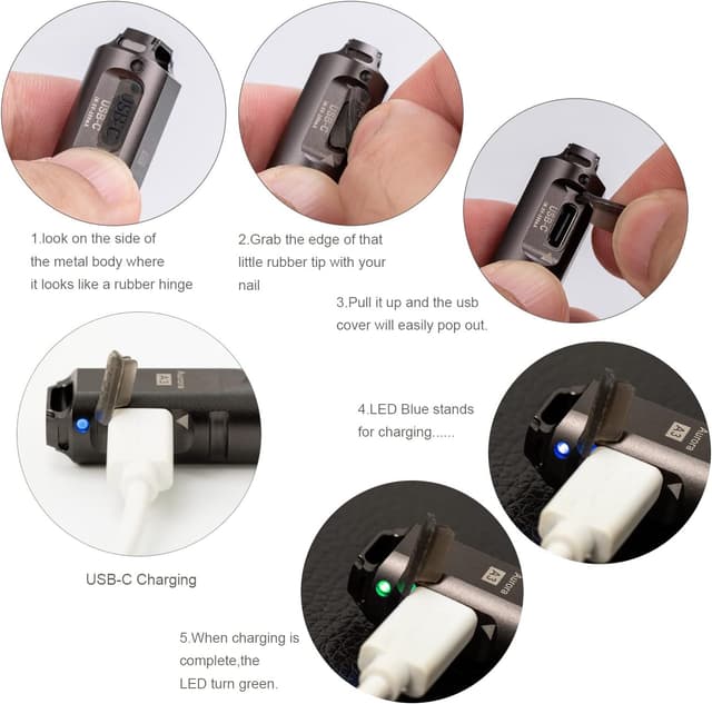 Detalle 2 de RovyVon A3 G4 Keychain Torches – Super Bright 650 Lumen USB-C Rechargeable Mini Torch