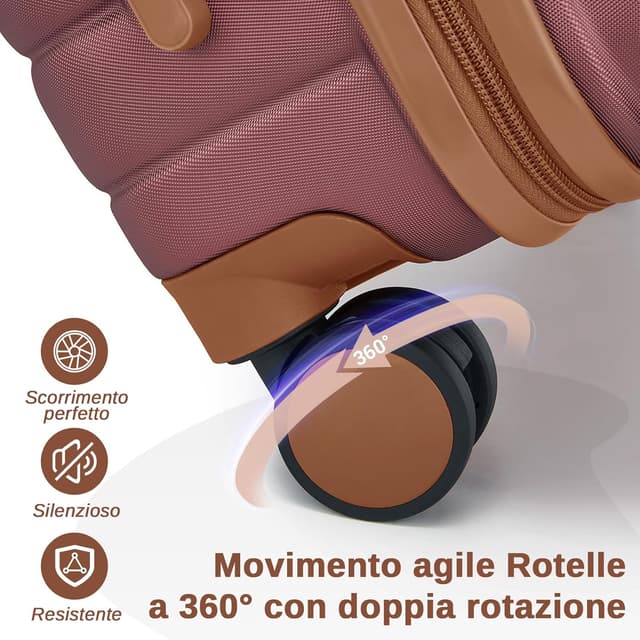 Detalle de Kono Valigia Grande Rigida 76,5 cm ABS+PC con 8 ruote 360° Bordeaux