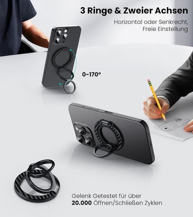 Thumbnail 6 de Nillkin MagSafe Halterung Ring mit 360°-Drehung und Kickstand – magnetischer Stand & Fingerhalter aus Aramidfaser