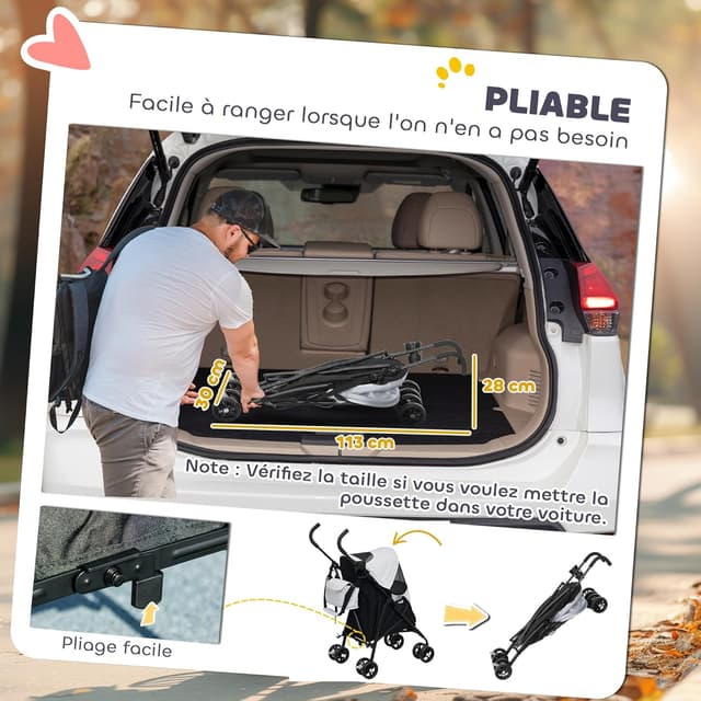 Thumbnail 5 de PawHut Poussette chien 4 roues légère 4 kg