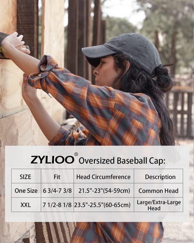 Thumbnail 6 de Zylioo XL/XXL Washed Cotton Baseball Cap (Big Heads) — Big Vintage sports hat