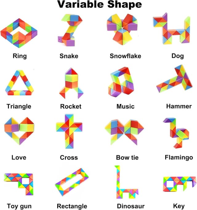 Detalle de GOLDGE 24-Pack Mini Fidget Snake Cube Puzzle Toys (Rainbow Colors) for Kids & Teens