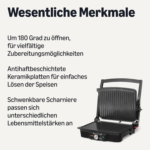 Thumbnail 1 de Amazon Basics Kontaktgrill 2000 W Schwarz