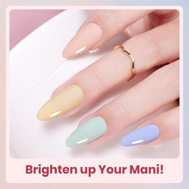 Detalle de beetles Pastel Gel Polish Set (Soft Echo Collection) — 6 UV Gel Shades for Spring, Easter & Macaron Nails