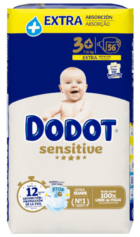Thumbnail 1 de Dodot Sensitive Pañales T3+ Extra-Jumbo Pack (7-11 Kg) 112 uds🧸