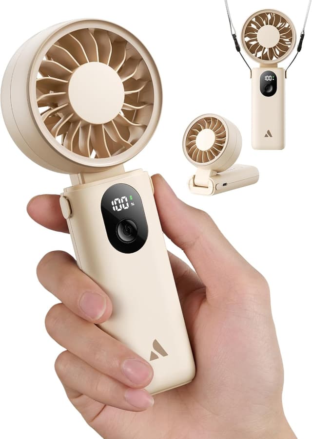 Imagen de Aecooly Mighty Handheld Portable Fan (20H max, 3 modes, 5 speeds) – Beige en OfertitasTOP
