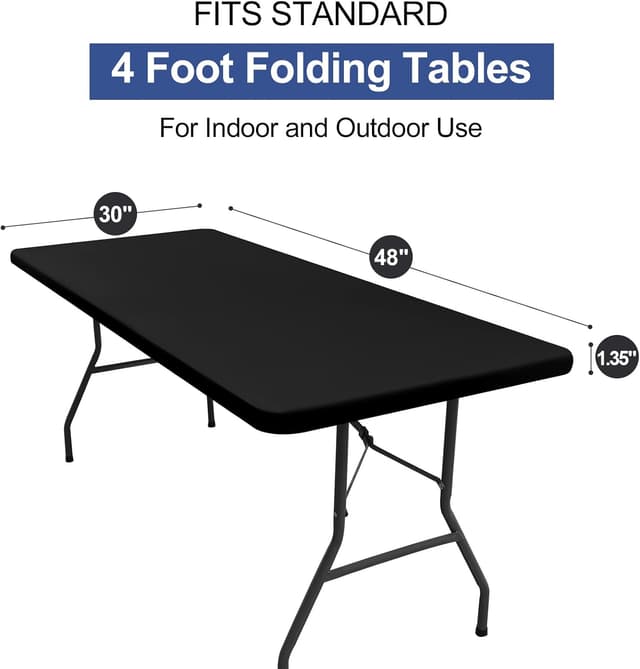 Thumbnail 6 de homing Rectangle Table Cloth Cover (Waterproof Polyester Elastic Fitted), Black 30" x 48