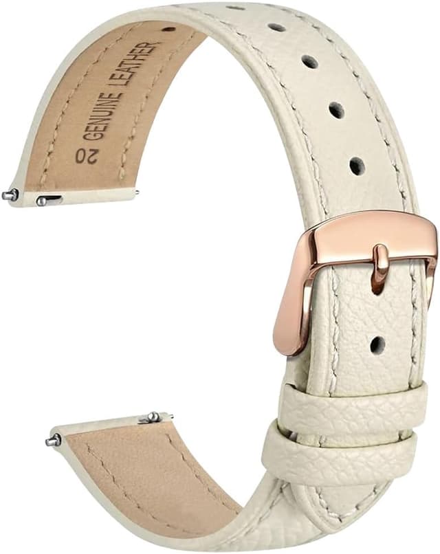Detalle de Bracelet de montre Aucuu en cuir véritable avec boucle inox, remplacement rapide 16/18/20 mm