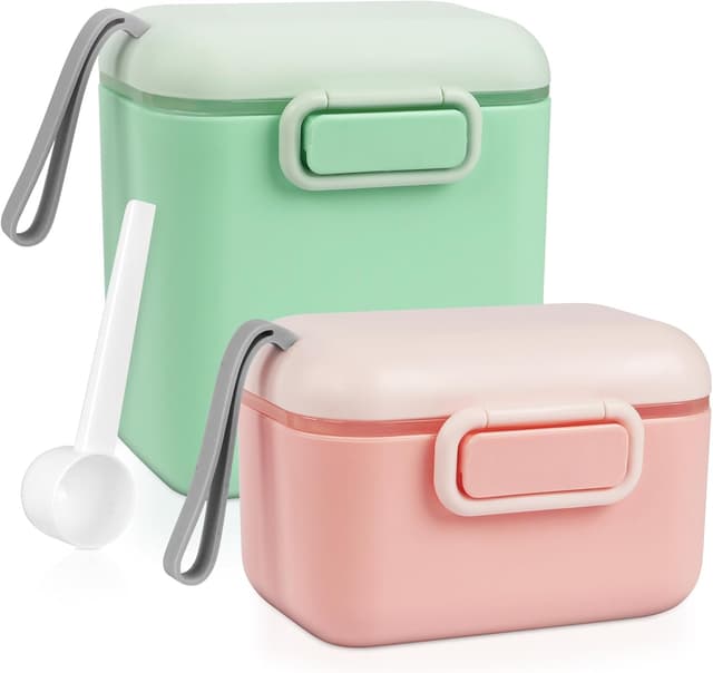 Detalle de Dispenser latte in polvere Aolso, 800 ml + 400 ml con cucchiaio e chiusura ermetica