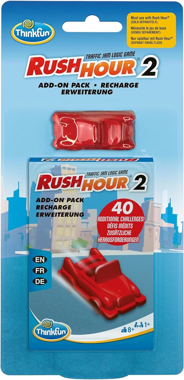Detalle de ThinkFun Rush Hour 2 – Extension avec 40 défis et véhicule supplémentaire (à partir de 8 ans)