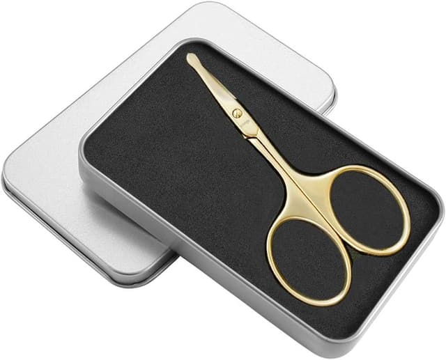 Detalle de LIVINGO 9cm Small Safety Facial Nose Hair Scissors with Rounded Tip & Curved Blade (Gold)