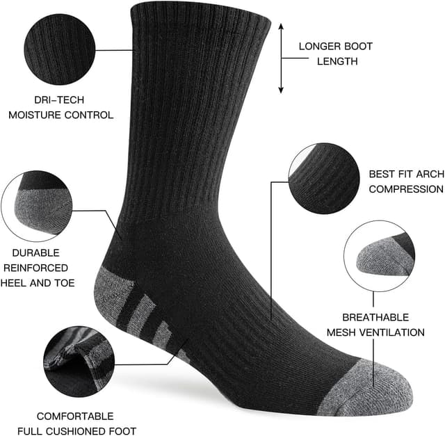 Detalle de JOYNÉE 8-Pair Men's Crew Cushion Socks