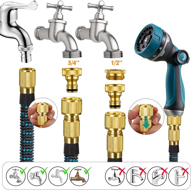 Detalle 2 de JUNEBOW® Gartenschlauch 30 m Flexibel Wasserschlauch mit 10-Funktionen-Sprühkopf