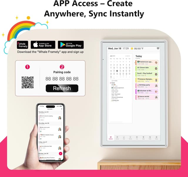 Detalle 2 de BIGASUO 21.5" Digital Calendar with Full HD Touchscreen, Smart Family Planner & LED Reminder Light