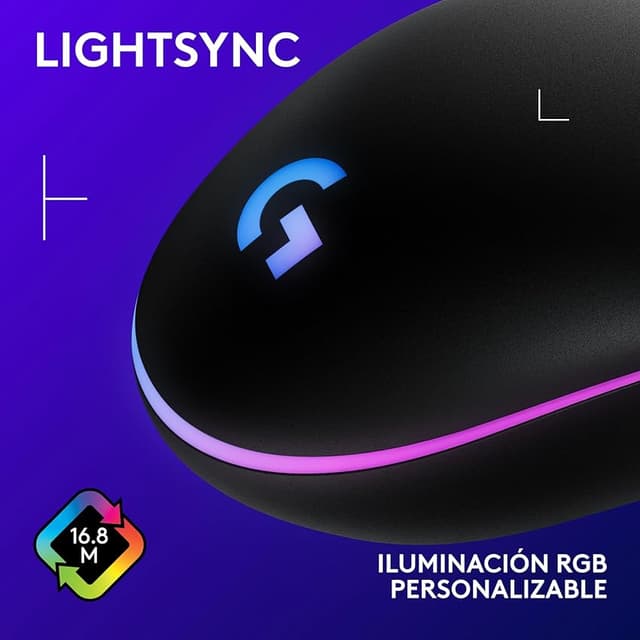 Detalle 2 de Logitech G203 LIGHTSYNC Ratón Gaming USB RGB, 8K DPI
