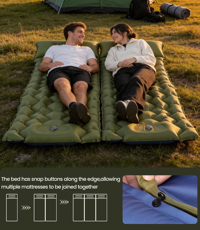Detalle de DoXtreme selbstaufblasende Isomatte Luftmatratze 2-in-1 (195x66x10 cm) für Camping, Wandern & Reise