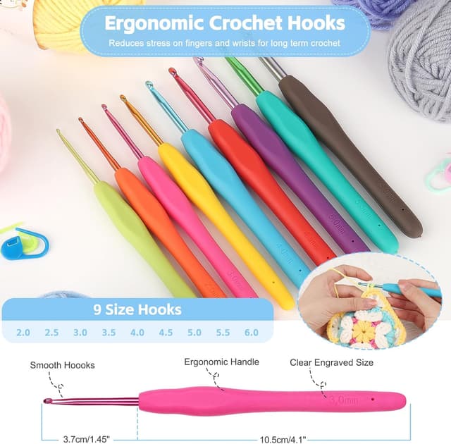 Detalle 2 de Reessy Crochet Kit 88 PCS for Beginners
