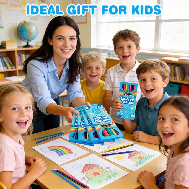 Thumbnail 6 de V-Opitos 48-Count Colored Pencils (4 Packs, 12 Colors each) — Pre-sharpened Kids Pencils for School & Classroom Prizes