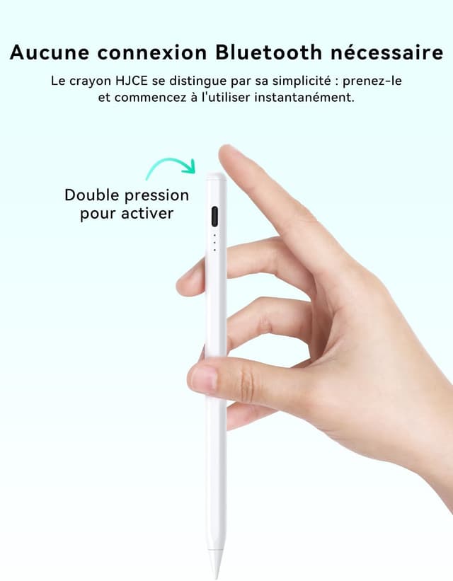 Detalle de Stylet HJCE USB‑C pour iPad compatible Apple Pencil (iPad 6 à 11, Air, Pro, Mini) — écriture précise et prêt à l’emploi