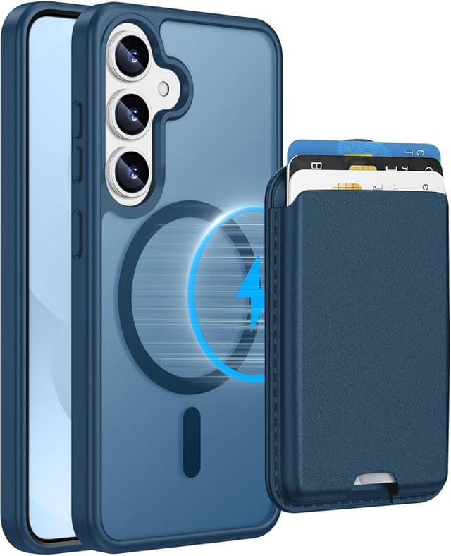 Detalle de Ntwinro Magnetic Case for Galaxy S25 Plus / S24 Plus with Detachable Card Holder, Slim Shockproof Wallet Case (Deep Blue)