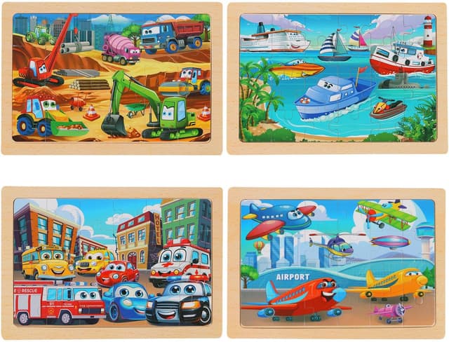 Detalle de Puzzles for Kids Ages 4–6: 24-Piece Toddler Puzzles Set (4 Packs) for Construction & Vehicles