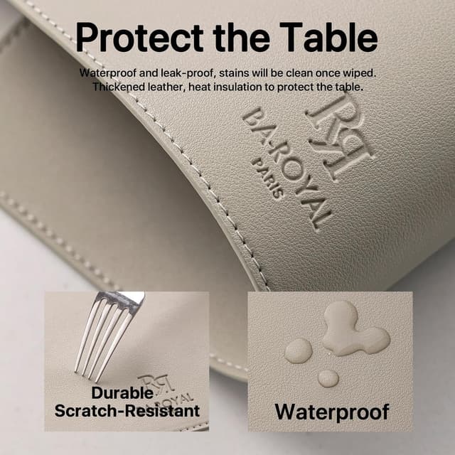 Detalle de Baroyal Faux Leather Placemats (Set of 6) — Vinyl, Washable, Heat-Resistant Waterproof Table Mats