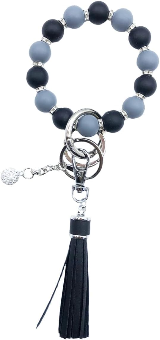 Detalle de Xsclpomddy Schlüsselanhänger-Armband aus Silikonperlen – Schlüsselbund für Frauen